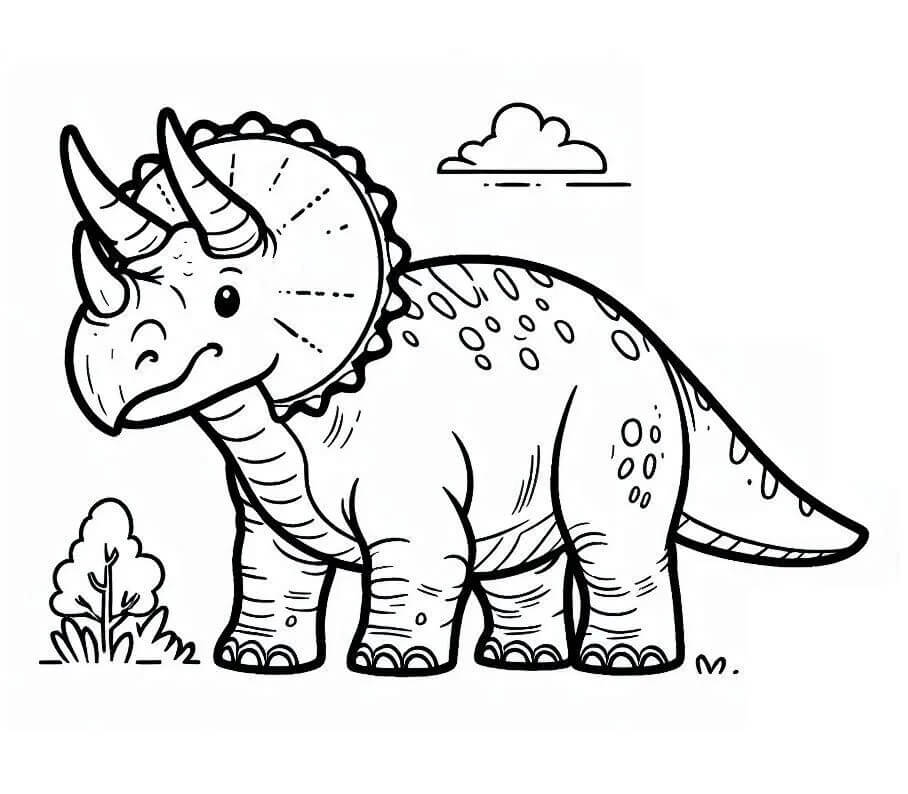 Tranh To Mau Khung Long Ba Sung Triceratops