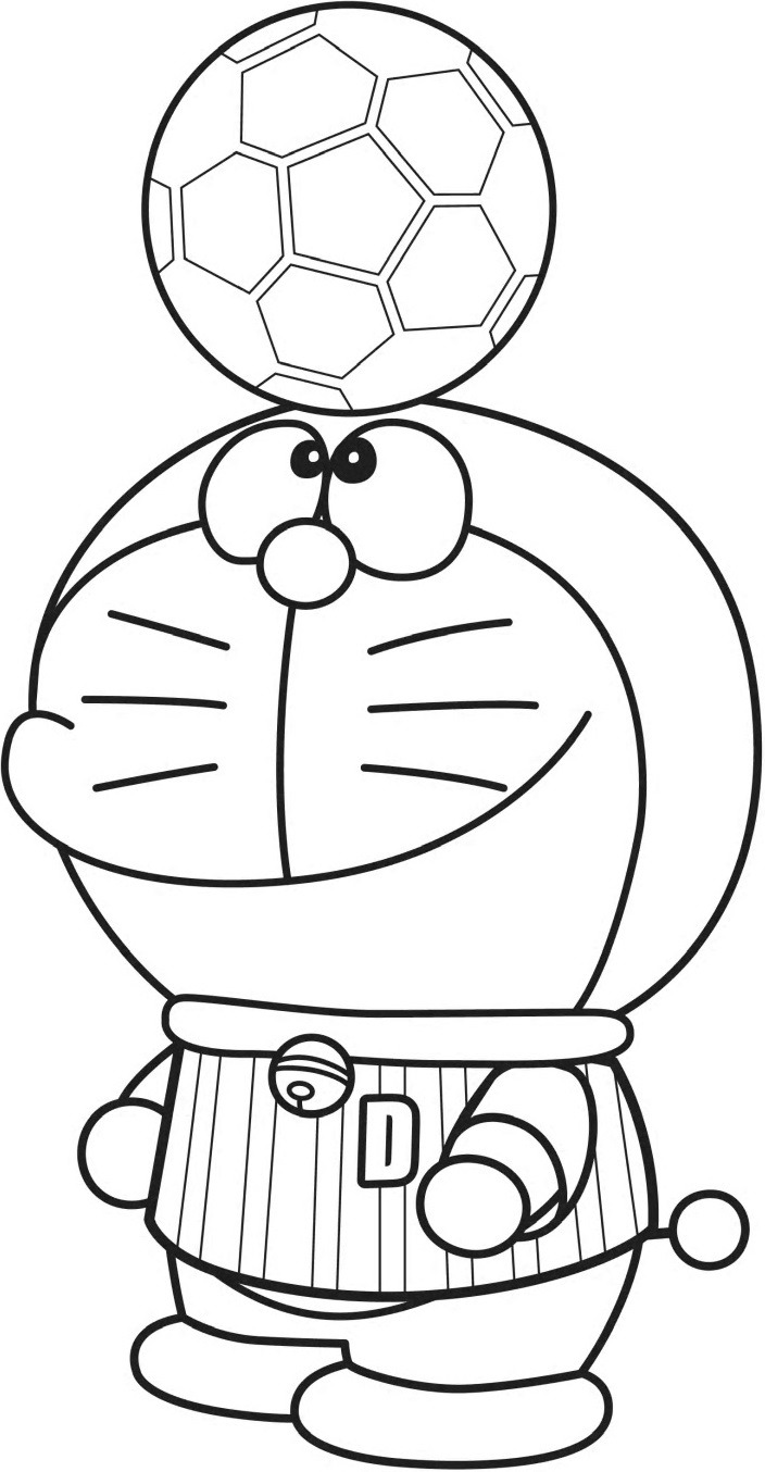 doraemon chơi với quả bóng