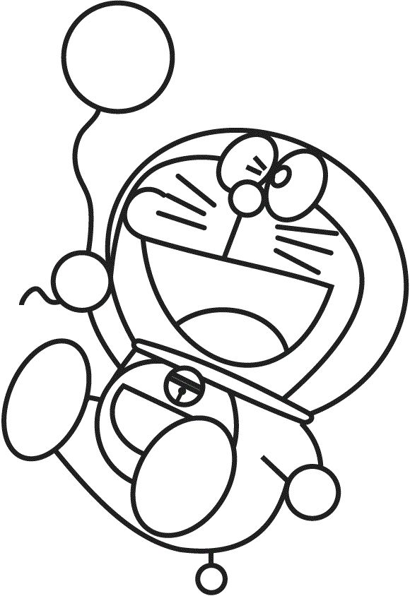 doraemon với quả bóng bay